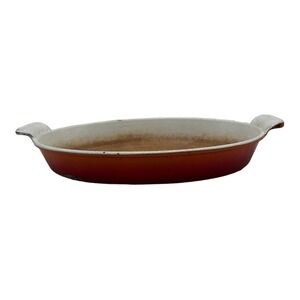 Le Creuset 32‎ Cast Iron Enamel 12" Baking Dish Oval Casserole Pan Flame Orange